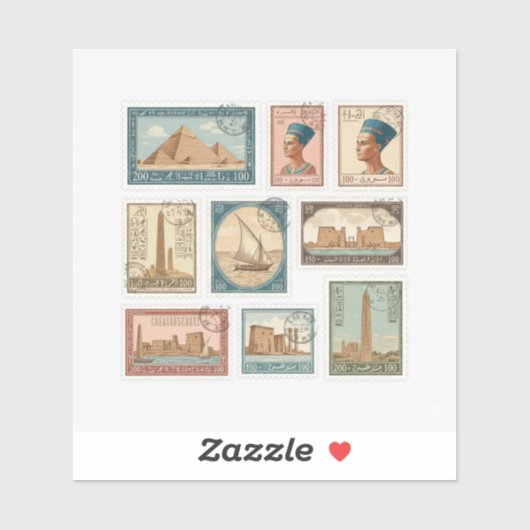 Sticker Collection de timbres royaux d'Égypte (Feuille)