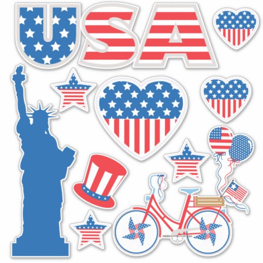 Sticker Collection d'éléments patriotiques Vinyle (Devant)