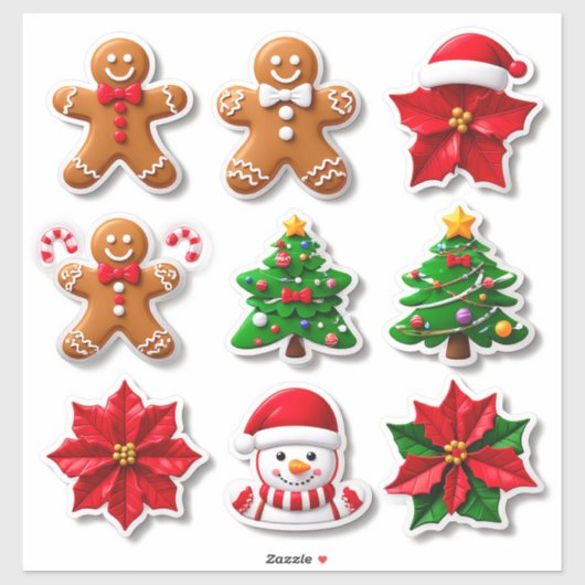 Sticker Collection d'icônes de Noël festives (Feuille)