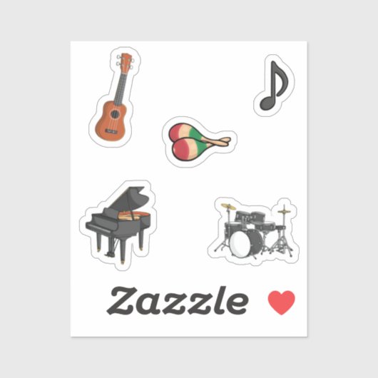Sticker Collection d'instruments de musique (Feuille)