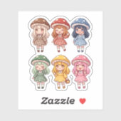 Sticker Collection esthétique de jolies filles champignons (Feuille)