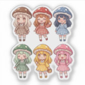 Sticker Collection esthétique de jolies filles champignons (Devant)