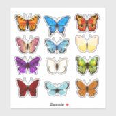 Sticker collection estivale d'autocollants papillons (Feuille)