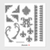 Sticker Collection Florale Gothique Granite Vintage (Feuille)