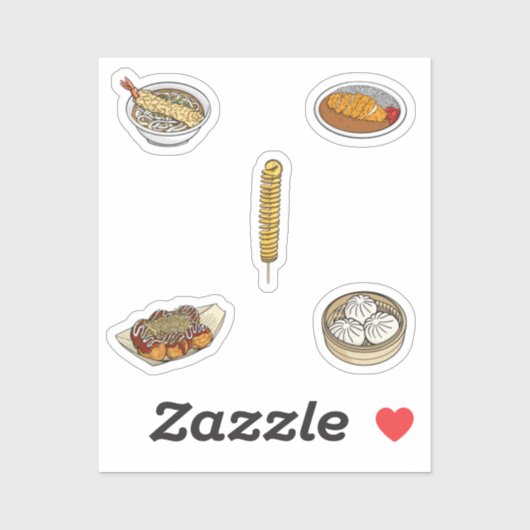 Sticker Collection gastronomique asiatique (Feuille)