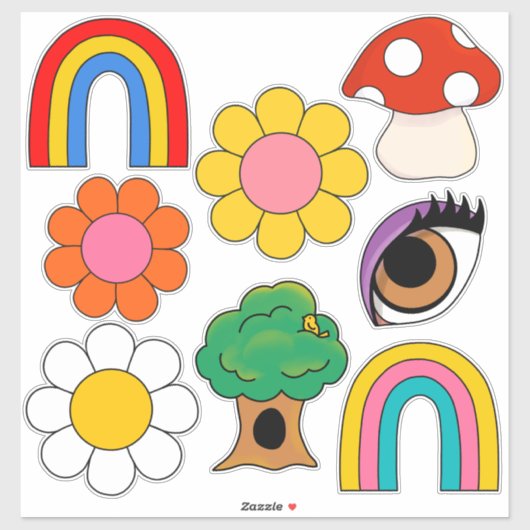 Sticker Collection Hippy rétro (Feuille)