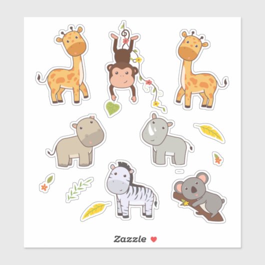 Sticker Collection Jungle Animaux Scrapbooking (Feuille)