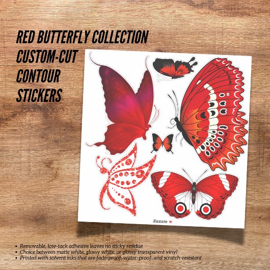 Sticker Collection Papillon rouge Contour personnalisé