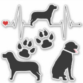 Sticker Collection Silhouette de chien Labrador Heartbeat (Devant)