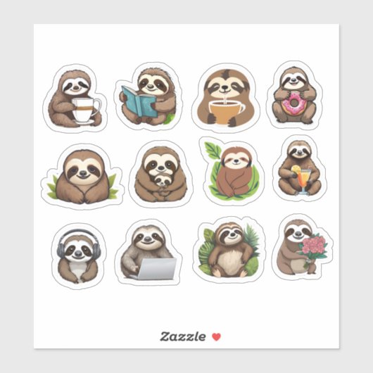 Sticker Collection Sloth Life (Feuille)