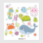 Sticker Collection Vie marine Cute 6 Scrapbooking (Feuille)