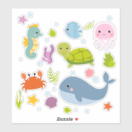 Sticker Collection Vie marine Cute 6 Scrapbooking (Feuille)