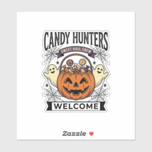 Sticker Collectionneur de bonbons Halloween Gravure vintag