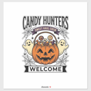Sticker Collectionneur de bonbons Halloween Gravure vintag