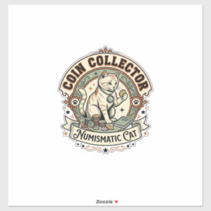 Sticker Collectionneur de pièces numismatique Chat Collect