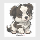 Sticker Collie frontalière de Chibi (Feuille)