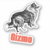 Sticker Collie Nom de chien personnalisé (Devant)