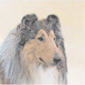 Sticker Collie (Rough) Peinture - Cute Original Chien Art (Devant)