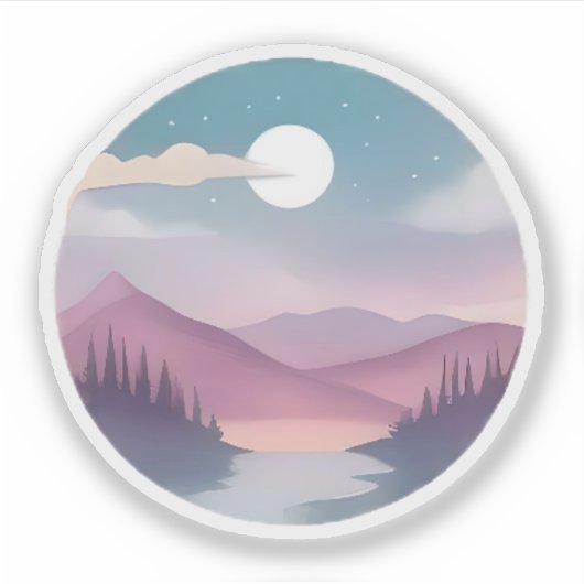 Sticker Collines de lavande au clair de lune (Devant)