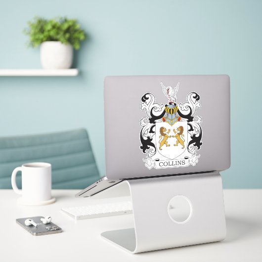 Sticker Collins Family Crest (Ordinateur portable sur le bureau)