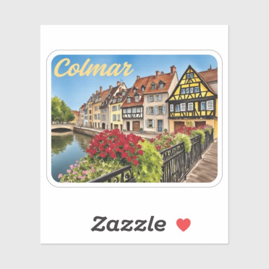 Sticker Colmar France Aquarelle (Feuille)