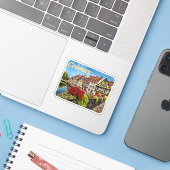 Sticker Colmar France Aquarelle (Ordinateur portable avec iPhone)