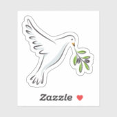Sticker colombe blanche avec branche d'olivier (Feuille)