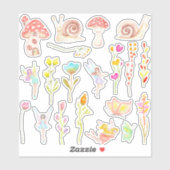 Sticker Colonne d'aquarelle de jardin de fée (Feuille)