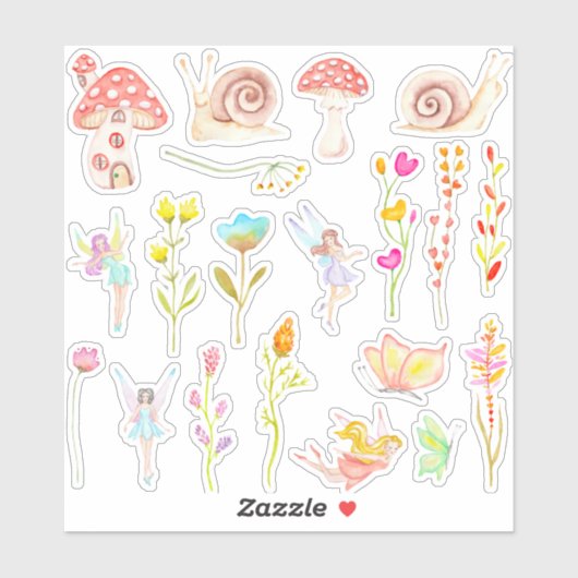 Sticker Colonne d'aquarelle de jardin de fée (Feuille)