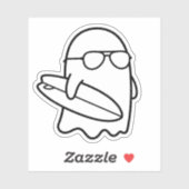 Sticker Color Your Own Kawaii Ghost Surfer Summerween (Feuille)