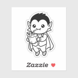Sticker Color Your Own Kawaii Vampire Tropical Coconut