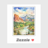 Sticker Colorado Mountains aquarelle peinture (Feuille)