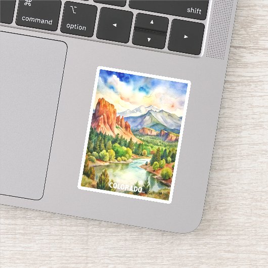 Sticker Colorado Mountains aquarelle peinture (Détail)
