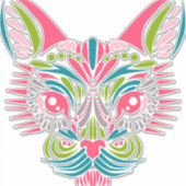 Sticker Coloré Chat Couleur Animal (Devant)