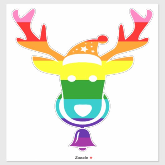 Sticker Coloré Funny mignon Reindeer Head Pride Noël (Feuille)