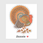 Sticker Coloré Homme Turquie Flacée Queue Feuilles de chut (Feuille)