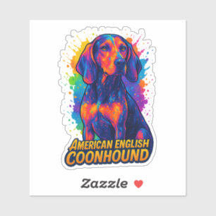 Sticker Coloré Pop Art American Anglais Coonhound