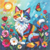 Sticker Colorful Cat and Butterfly   (Recto)
