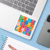 Sticker Colorful cats (Ordinateur portable avec iPhone)
