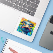 Sticker "Colorful Emu" Vinyl (Ordinateur portable avec iPhone)