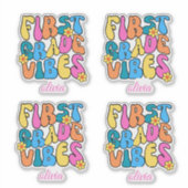 Sticker Colorful First Grade Vibes Back to School Retro (Devant)