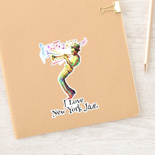Sticker Colorful I Love New York Jazz Saxophone (Carnet)