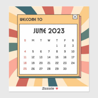 Sticker Colorful Retro Juin 2023 Calendrier
