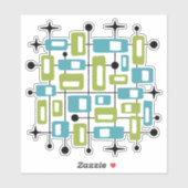 Sticker Colorful Retro Mid Century Modern Atomic Abstract (Feuille)