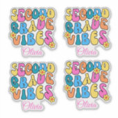 Sticker Colorful Second Grade Vibes Back to School Retro (Devant)