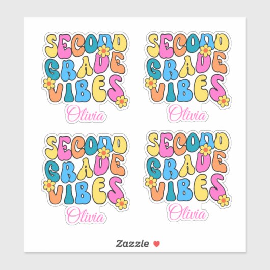 Sticker Colorful Second Grade Vibes Back to School Retro (Feuille)
