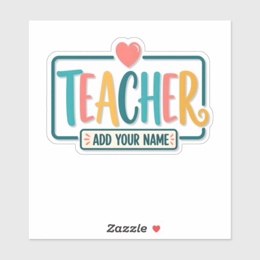 Sticker Colorful Teacher Personalized Name Sign (Feuille)