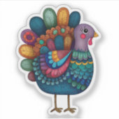 Sticker Colorful Thanksgiving Turkey (Devant)