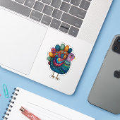 Sticker Colorful Thanksgiving Turkey (Ordinateur portable avec iPhone)