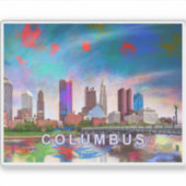 Sticker Columbus Skyline Art Abstrait (Devant)